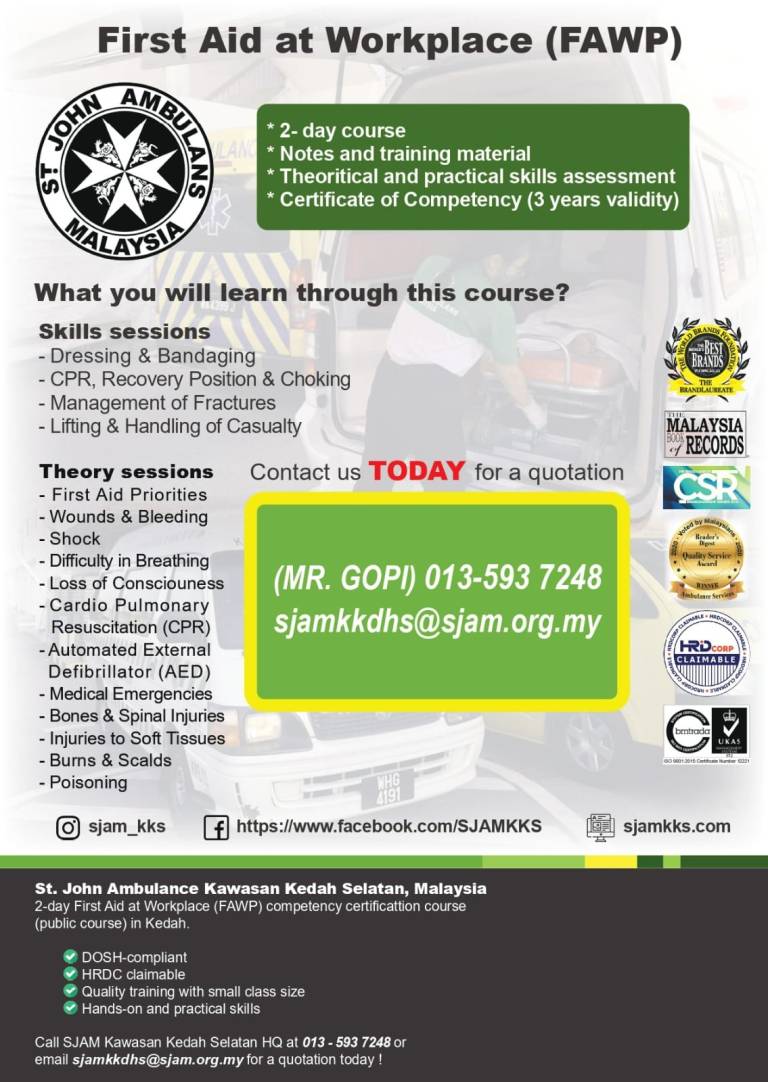 First Aid At Workplace (FAWP) – ST. JOHN AMBULANS MALAYSIA, KAWASAN ...